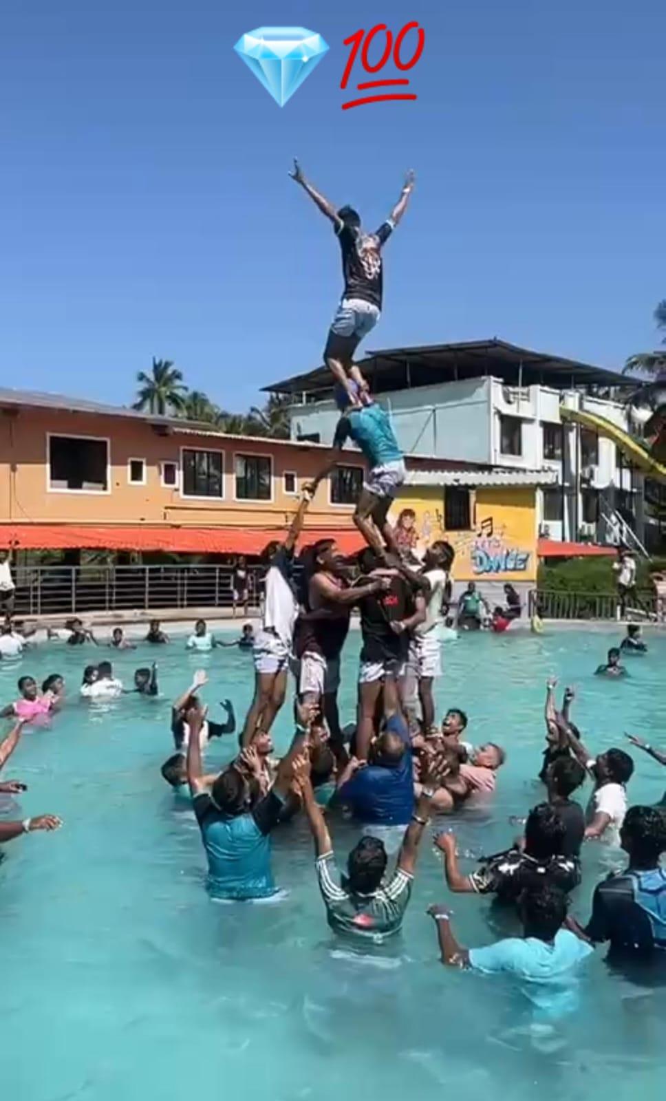 Devotees participating in a festival.